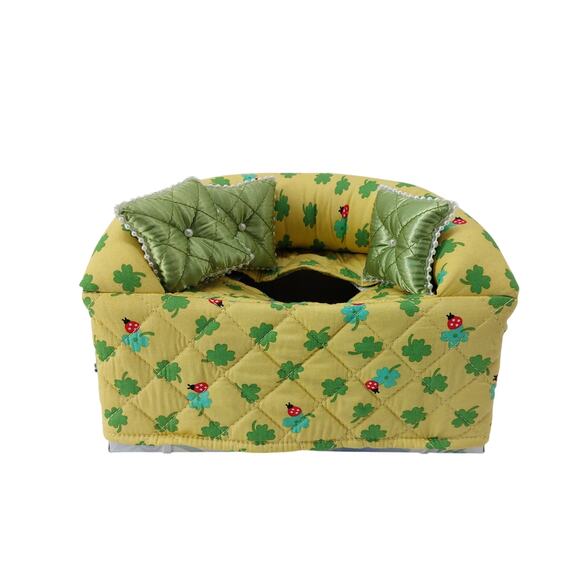 NaRaYa Tissue Box Cover Shamrock Ladybug Yellow Couch Sofa - Picture 1 of 13
